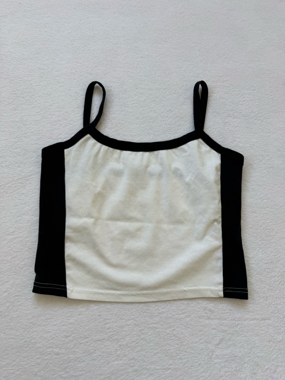 Black & White Colorblock Spaghetti Strap Tank Top